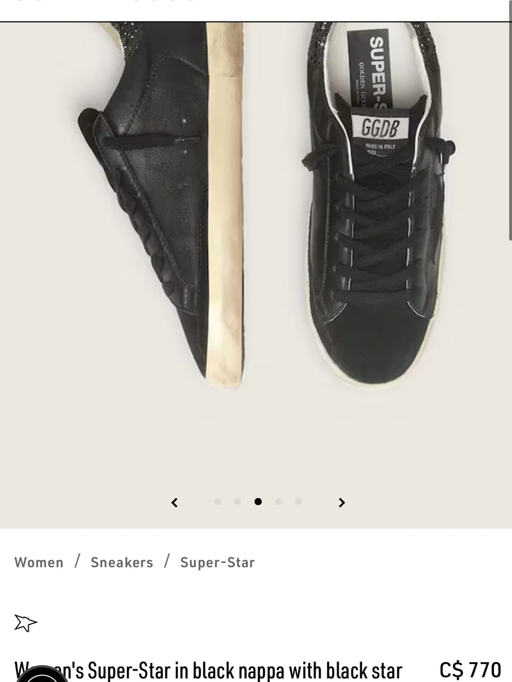 Golden Goose Women's Black Leather Super-Star Sneakers with Glitter Heel - Picture 4 of 9